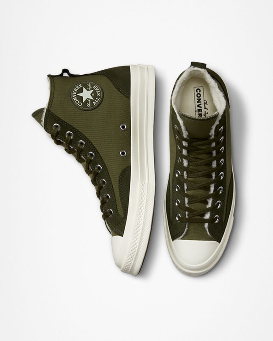 Zapatillas Altas Converse Chuck 70 Lined Colorblock Mujer Verde Oliva Verde | PE 0LW784